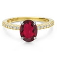 thumbnail image 3 of Gem Stone King 14K Two Tone Gold Ruby Red Mystic Quartz and Lab Grown Diamond Engagement Ring for Women | 1.96 Cttw | Oval 9X7MM | Gemstone Birthstone | Size 7, 3 of 6