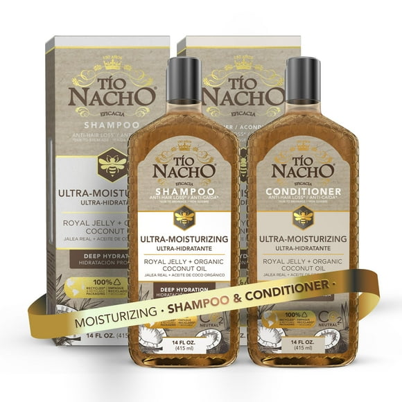 Tio Nacho Ultra Moisturizing Royal Jelly & Organic Coconut Oil Shampoo + Conditioner Set - Deep Hydration for Dry Hair Anti Hair Loss 14 fl oz Each