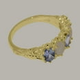 thumbnail image 4 of LBG British Made 18k Yellow Gold Natural Tanzanite & Opal Womens Eternity Ring - 33 size options - Size 8.25, 4 of 7