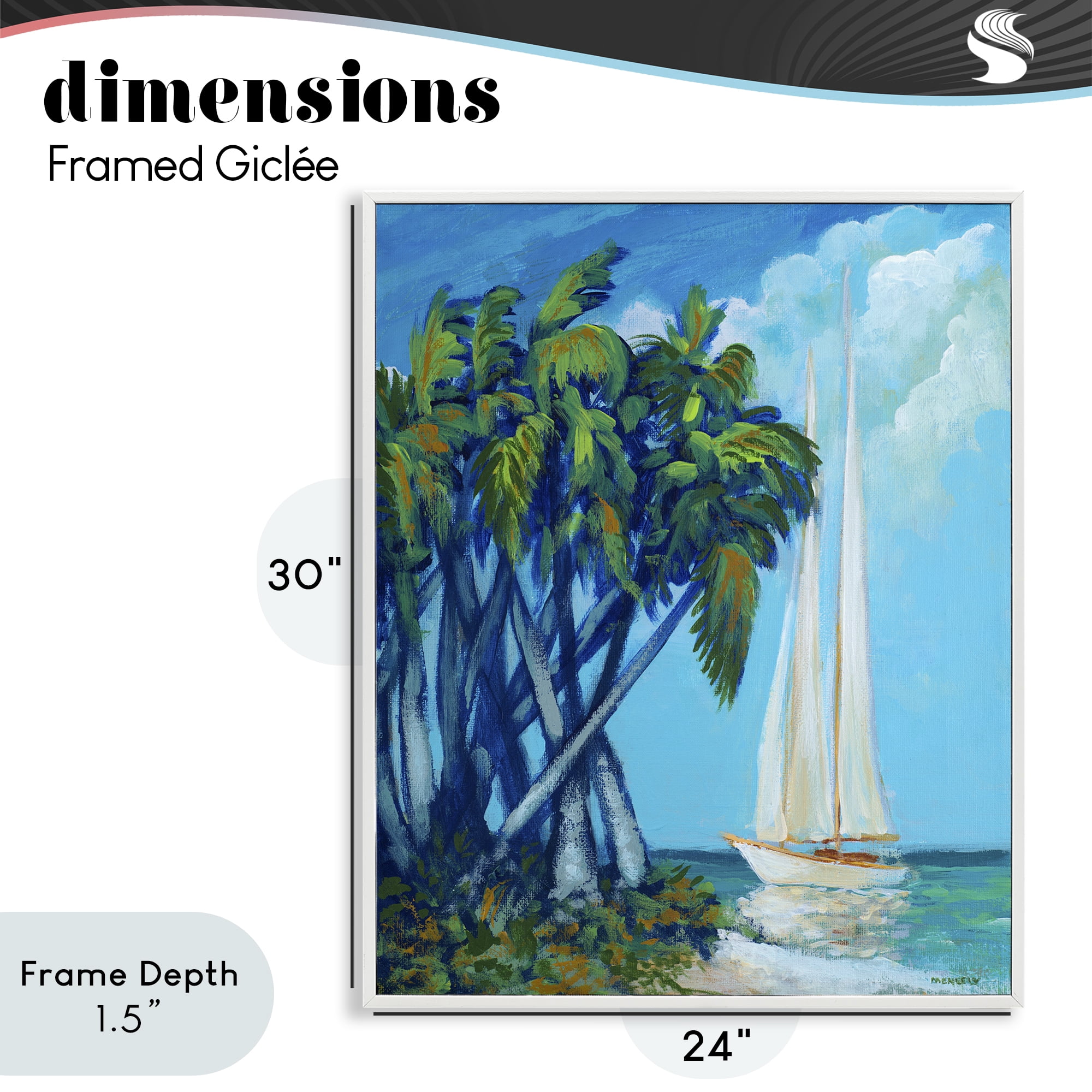 Stupell Industries Sailboat & Twisted Palms White Framed Giclee Art, design by Dan Meneely