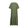 thumbnail image 4 of plus Size Women's Casual Loose V-Neck Solid Long Dress Spring Summer Pleated Big Size Women's Dress, 4 of 5