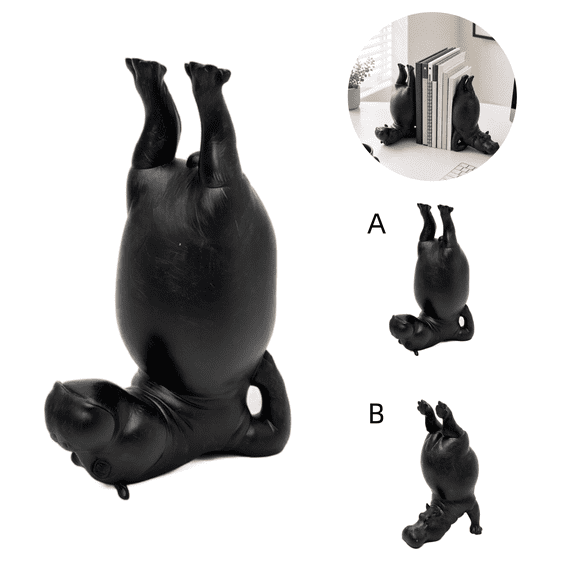 Hippo Bookends, Funny Hippo Book Ends for Heavy Books,Creative Yoga Hippos Statue Resin Handstand Animal Figurine,Funny Decorative Bookends for Shelves,Home Office,Gym,Living Room Tabletop