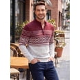 thumbnail image 3 of COOFANDY Mens Quarter Zip Pullover Sweaters Casual Slim Fit Knit Texture Sweater Fair Isle Pattern, 3 of 8
