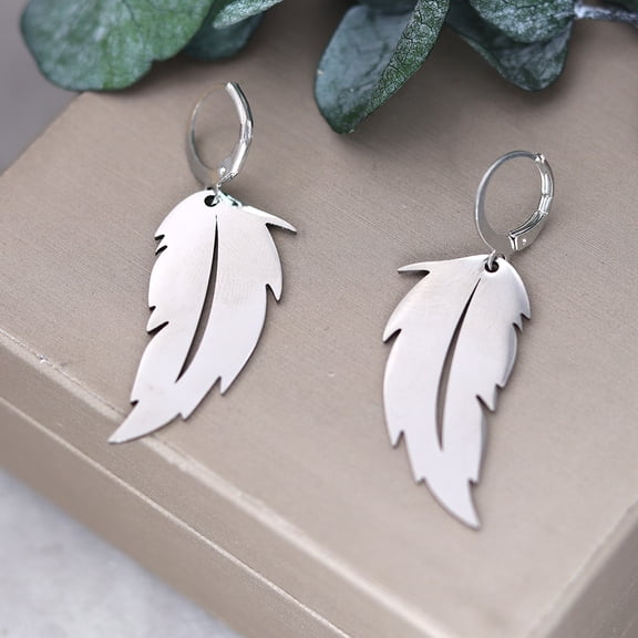Stainless Steel Feather Leaf Earrings Personalized Earrings Men's and Women's Party Accessories