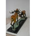 thumbnail image 4 of Fighting Deer Bronze Statue Mounted on a Marble Base Size: 32" x 8" x 14"H, 4 of 12