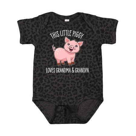 

Inktastic This Little Piggy Loves Grandma and Grandpa- Cute Gift Baby Boy or Baby Girl Bodysuit