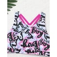 thumbnail image 5 of YONGHS Kids Girls Two Pieces Swimsuit Crisscross Back Printed Top Boyshorts Bottoms Set 4-14 Graffiti Rose Pink 10, 5 of 7