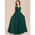 thumbnail image 3 of Drtj 2-14T Kids Teens Junior Bridesmaid Flower Girl Dresses A-line V-Neck Floor-Length Chiffon, 3 of 5