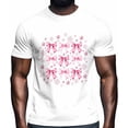 thumbnail image 2 of Camisetas gráficas informales de manga corta con lazo rosa navideño para hombre, 2 of 8