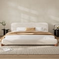 thumbnail image 2 of MODERNLUXE King Boucle Upholstered Platform Bed, Low Profile Modern Minimalist Bed Frame with Thick Curved Headboard & Wood Legs for Teens Adults,Cream White, 2 of 10