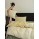 thumbnail image 5 of Xiao Hua Juego de sábanas, juego de sábanas y fundas de almohada, juego de cama individual, ropa de cama de hotel, decoración del hogar (amarillo), 5 of 5
