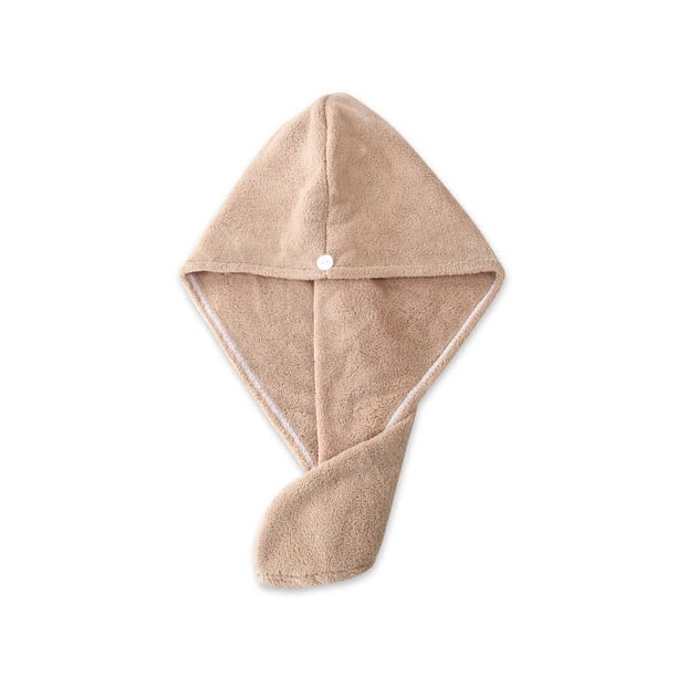Vogacara Toalla de pelo de terciopelo Coral para mujer, portátil, plegable, de Color sólido, para el hogar, baño, ducha, sombrero de secado Cuidado del cabello Marrón