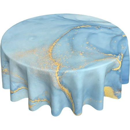 

Abstract Marble Tablecloth Round 60 Inch Washable Summer Teal and Blue Tablecloth Colorful Modern Table Cloths for Kitchen Dining Holiday Picnic Party Camping Patio Indoor Outdoor Decor