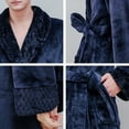 thumbnail image 3 of TOPCHANCES Men Women Couple Warm Flannel Shawl Long Bathrobe Lengthen Thicken Hooded Homewear Sleepwear Kimono Robe Coat , Autumn and Winter, 3 of 8