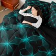 thumbnail image 4 of Manfei Boys Children Geometric Grid Plaid 7-Piece Twin Bedding Sets,Abstract Neon Lights Bedding Comforter Set,Futuristic Cubes Breathable Sheet Sets,Luxury Bedroom Decor,Reversible, 4 of 8