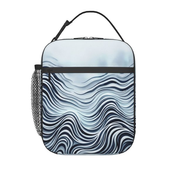 Zebra Stripe Lunch Bag Leakproof Thermal Insulated Tote Office Travel Outdoor Commute Storage Organizer Pouch Case Wave Design Case Bag Pouch