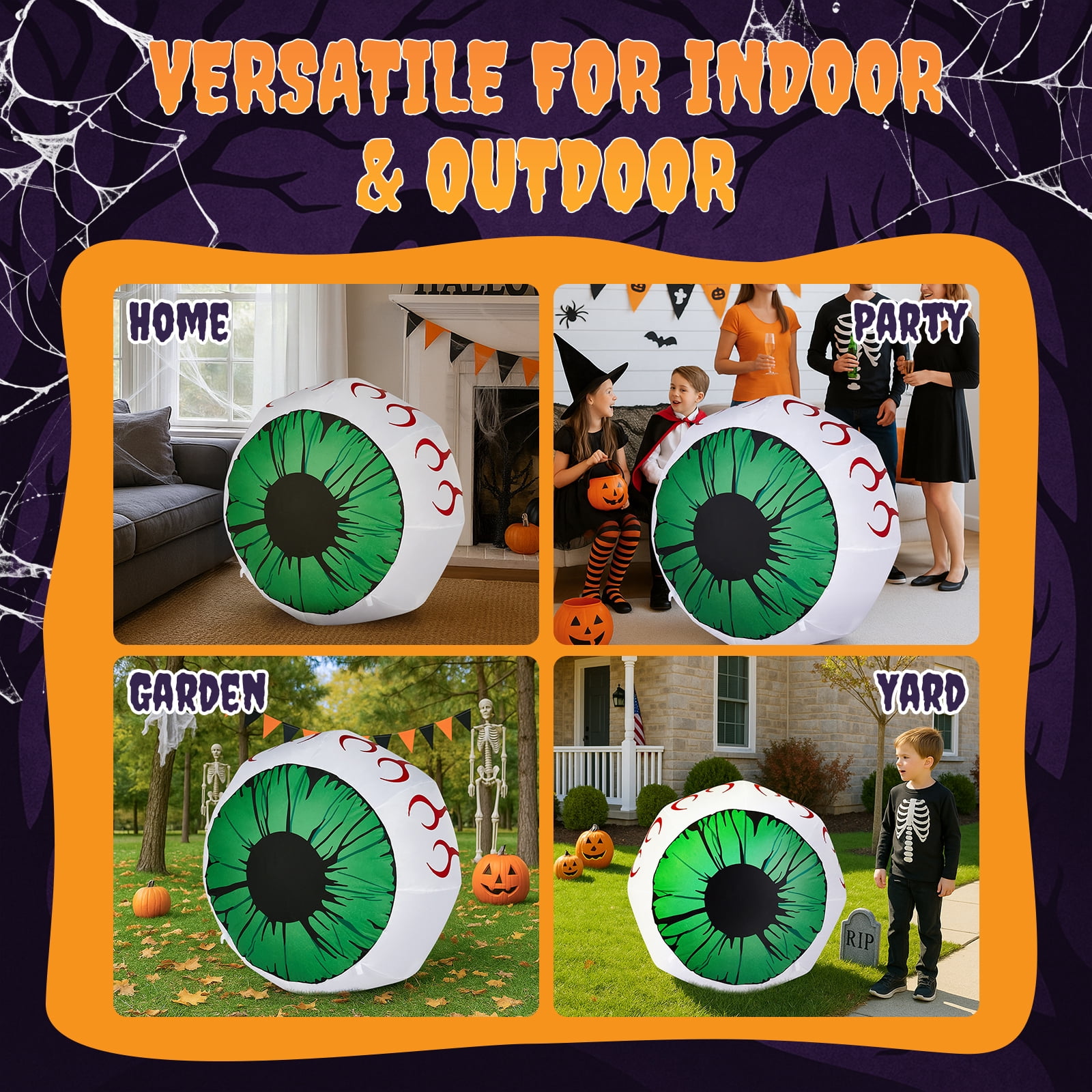 2 Packs Halloween Inflatables Large Set of Lighted Eyes Decoration 3FT Blow Ups Green Eyes for Yard Inflatable Halloween Decor Outdoor with LEDs Party Supplies Blow up Decoration for Indoor Outdoor