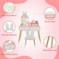 thumbnail image 6 of Resenkos Kids Vanity Table and Chair Set with Drawer Shelf and Rabbit Mirror-White, Kids Makeup Vanity for Girls Kids, 6 of 9