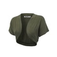 thumbnail image 2 of Made by Johnny Women's Short Sleeve Cropped Bolero Shrug Open Cardigan L OLIVE, 2 of 5