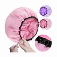 thumbnail image 1 of wonima11 2 Pcs 13.5" Dual Waterproof Design Adjustable Terry Shower Cap for Women and Men, EVA Double Layer Bath Cap Reusable for Braids, Long Hair, Dreadlocks, 1 of 1