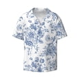 thumbnail image 4 of Uemuo Rose Flowers Pattern Cotton Linen Short Sleeve Shirts,Casual Lightweight Button Down Shirts,Vacation Beach Summer Tops-Large, 4 of 7