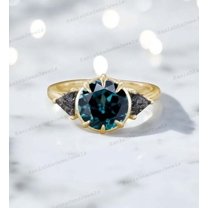 KANISHKAGEMS&JEWELS 2 Ct 6mm / Vintage Teal Sapphire Engagement Ring Kite Cut Rutile Quartz Promise Ring September Birthstone Ring Anniversary Gift For Wife