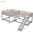 thumbnail image 2 of Full and Twin Size L-Shaped Bunk Bed Frame with Slide and Short Ladder, 2 of 7