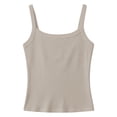 thumbnail image 2 of Girls' Tank Tops Ribbed Stretch Sleeveless Tops Slim Fit Casual Vests Soft Basic Shirts For Daily Layering And Summer Activities Vests For Toddler Youth Girls Camis Beige 150/(13-14 Years), 2 of 4