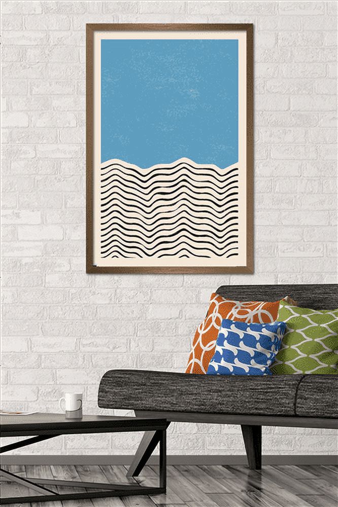 Geometric - Blue Wall Poster, 22.375" x 34", Framed