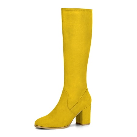 

Unique Bargains Women s Side Zipper Chunky Heel Knee High Boots