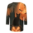 thumbnail image 3 of Uootdi Shirts for Women Round Neck Black Cat Pumpkin Moon Print Halloween Costumes for Women Loose Fit Spooky Holiday Womens Tops, 3 of 5