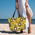thumbnail image 6 of Zufioo Cartoon Bear Yellow Print Large Capacity Beach Travel Bag, Zippered Pocket Foldable Hand-held Shoulder Beach Bag, 6 of 7