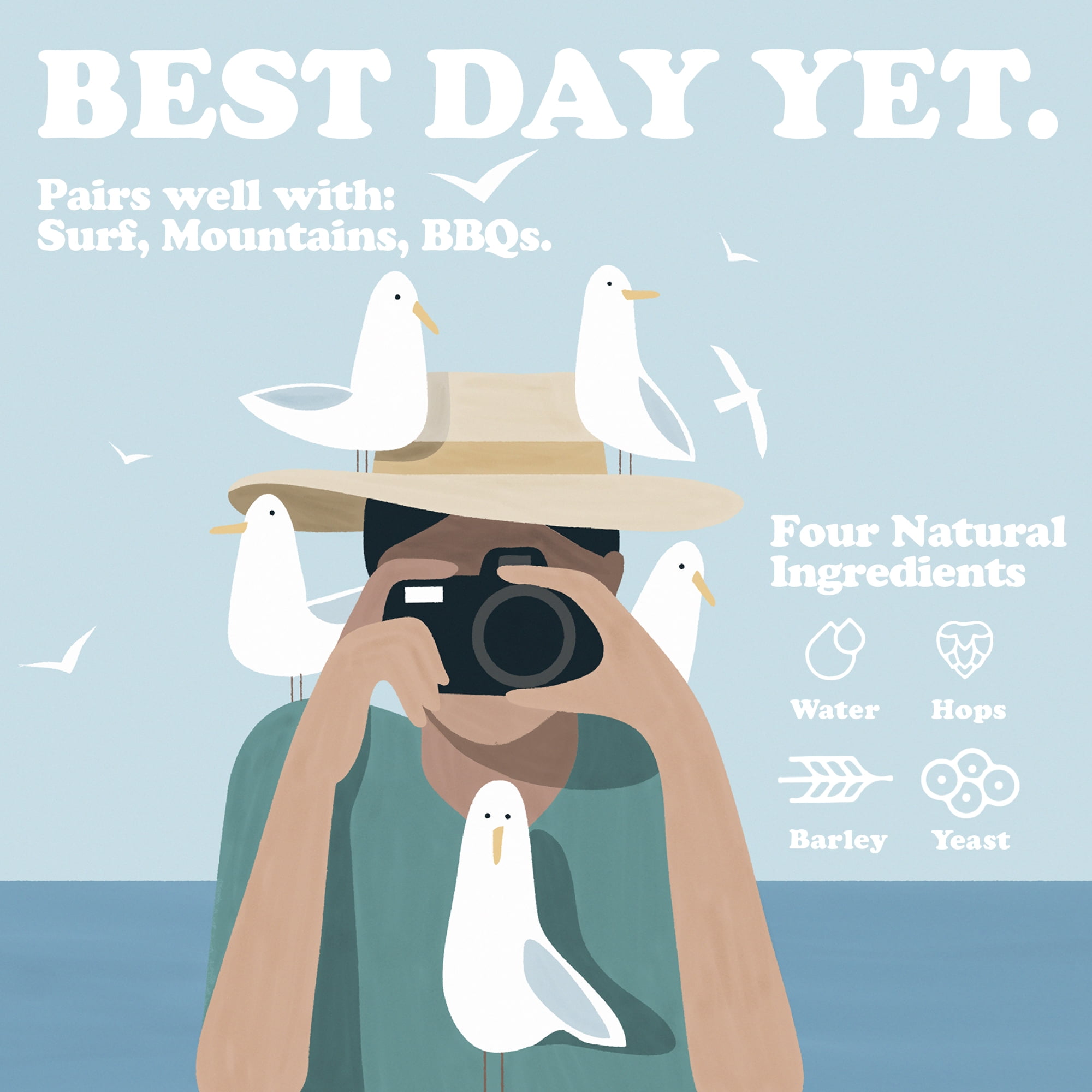 Best Day Brewing Non-Alcoholic Beer, Hazy IPA, 12 fl oz Cans, Pack of 12, below 0.5% ABV