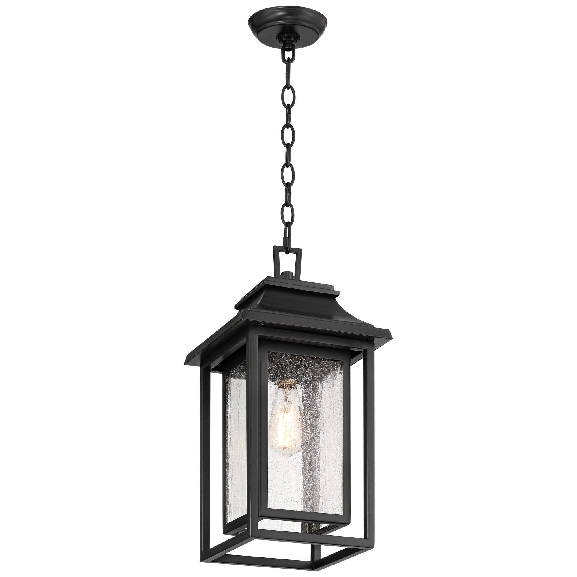 John Timberland Cecile 19 1/2" High Farmhouse Rustic Outdoor Pendant Light Fixture Ceiling Porch House Hanging Painted Black