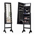 thumbnail image 4 of LIVIZA Full-Length Mirror Jewelry Cabinet with LED Light, Standing Jewelry Armoire Organizer with Makeup Storage,Black, 4 of 8
