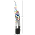 thumbnail image 3 of 9" x 60" Multi Colored Wood Handmade Striped Giraffe Sculpture with Black Pedestal Base, by DecMode, 3 of 8