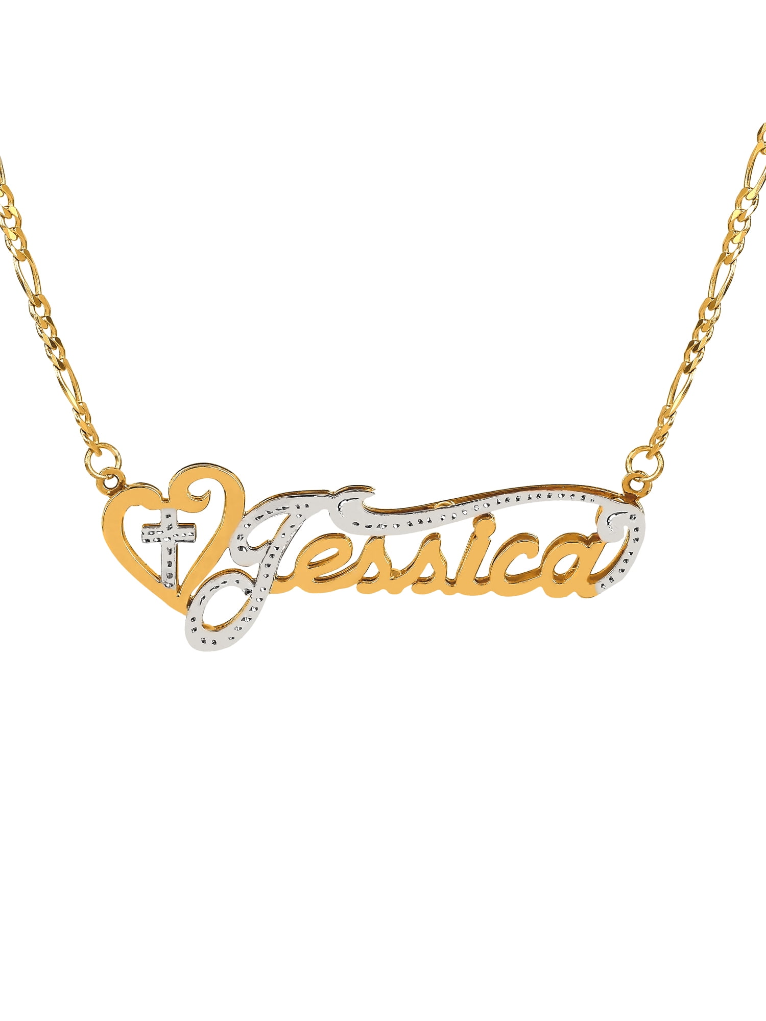 Personalized Religious Name Necklace with Heart and Cross