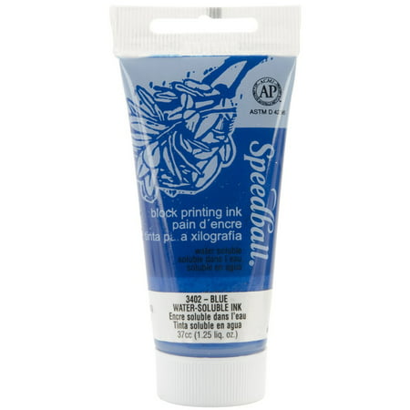 Block Printing Water Soluble Ink blue 1.3 oz., Great for use on paper or textiles By Speedball From