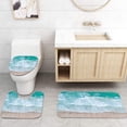 thumbnail image 3 of 4PC Shower Curtain Set with Rugs, Summer Beach Bathroom Set with Non-Slip Rug, Toilet Lid Cover, Bath Mat and 12 Hooks 72x72 inches, 3 of 7
