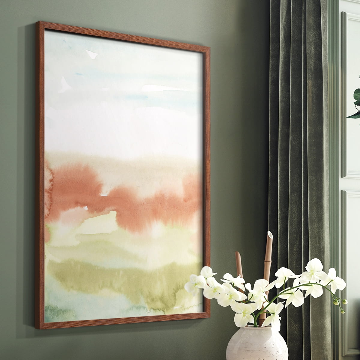 Blushing Sunrise I Framed Print in Brown Solid Wood Framed Print No Nail Hanging
