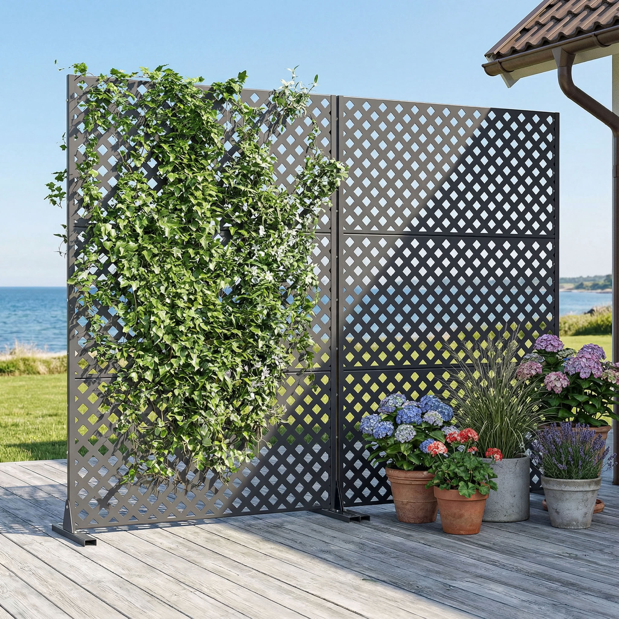 MAYEERTY 72*35in Outdoor Privacy Screen, Metal Privacy Fence, Privacy Panel for Patio, Balcony, Backyard, Garden