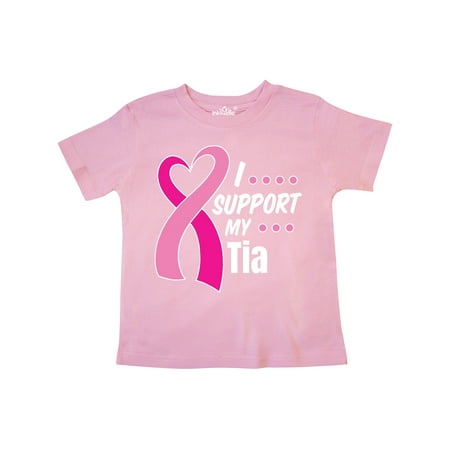 

Inktastic Breast Cancer Awareness I Support My Tia with Pink Ribbon Gift Toddler Boy or Toddler Girl T-Shirt