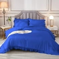 thumbnail image 5 of 5 Piece Luxury Vintage Ruffle Pattern Comforter By D.N.G. BEDDINGS Set Premium Super Soft, All Season, 800 Thread Count 100% Egyptian Cotton Oversized Super King Size Royal Blue Color, 5 of 8