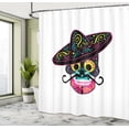thumbnail image 4 of Ambesonne Mexican Shower Curtain, Sugar Skull with Sombrero, 69"Wx75"L, Yellow Hot Pink Grey, 4 of 4