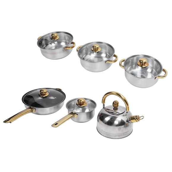 Stainless Steel Pots and Pans Set, Small Induction Cookware Set Non Stick Kitchen Cooking Set with Glass Lids and Ergonomic Handle, Compatible with All Stovetops, Kitchen