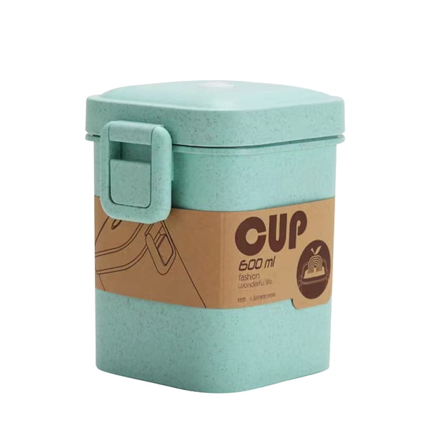 Taza de avena con paja de trigo para desayuno, apta para microondas, sellada, práctica, con tapa