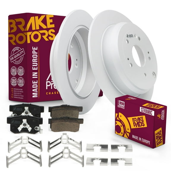 Metrix Premium Chassis Parts - Rear Ceramic Disc Brake Pad Set & Solid Brake Rotor Kit Fits 2014-2016 Honda CR-V, 2013-2018 Acura RDX, Made in Europe