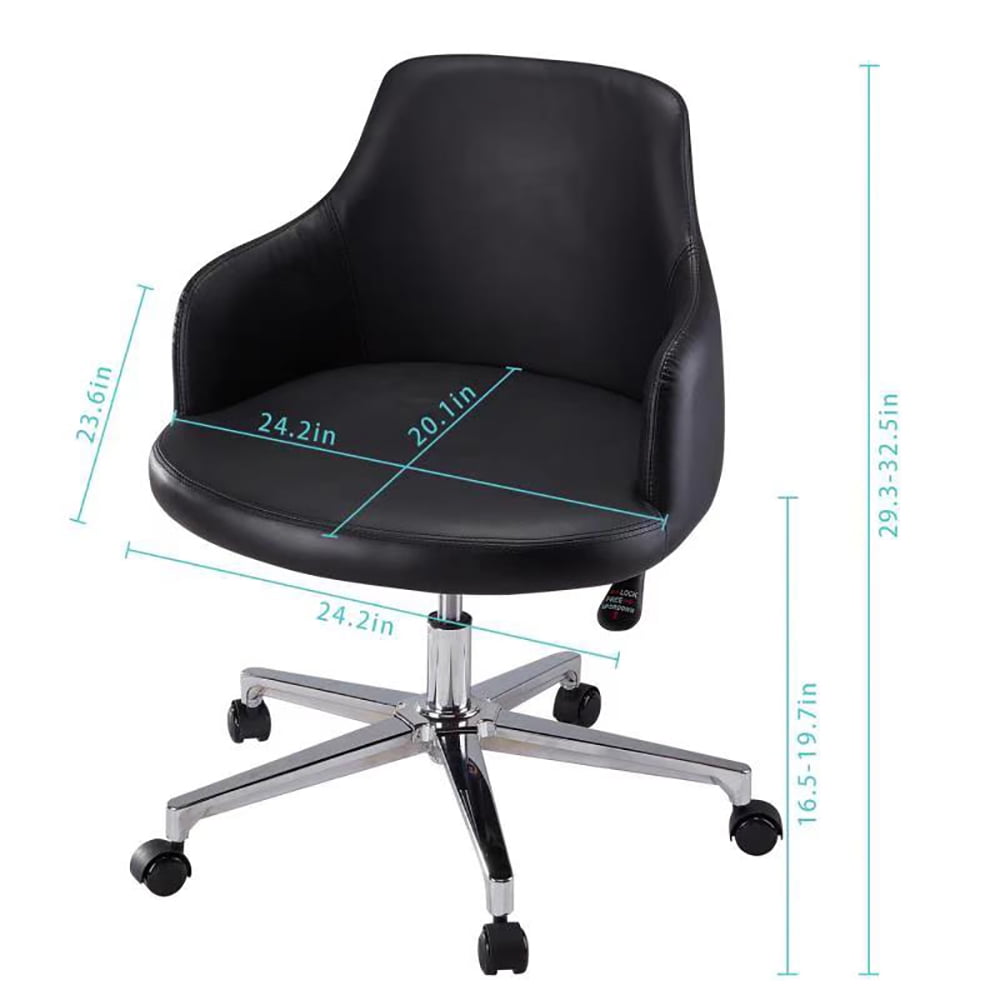 Kepooman Home Office Adjustable Swivel Leather Computer Chair with Mid Back, Black Kepooman Home Office Adjustable Swivel Leather Computer Chair with Mid Back, Black