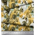 thumbnail image 2 of Soimoi Modal Satin Fabric Pug,Beagle & English Cocker Spaniel Dog Scene Printed Craft Fabric by The Yard 42 Inch Wide, 2 of 3