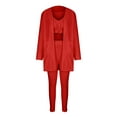 thumbnail image 3 of Innerwin Cardigan Outfit Set Open Front Women Fuzzy 3 Piece Sweatsuit Sleep Solid Color Regular Lounge Sets Red L, 3 of 7